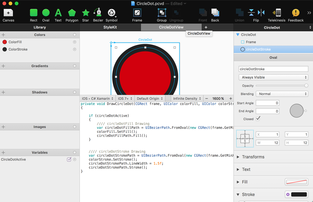 iOS generated code for our CircleDot